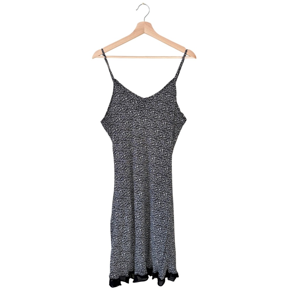 Vintage American Angel Ditsy Floral Ruffle Hem Mini Slip Dress Large